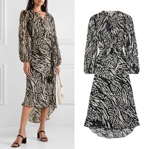 Veronica Beard • Mavis Animal-print Silk-chiffon Midi Dress blouson high low